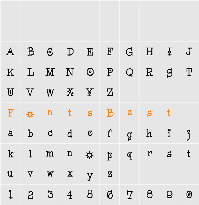 Pegyptienne Character Map