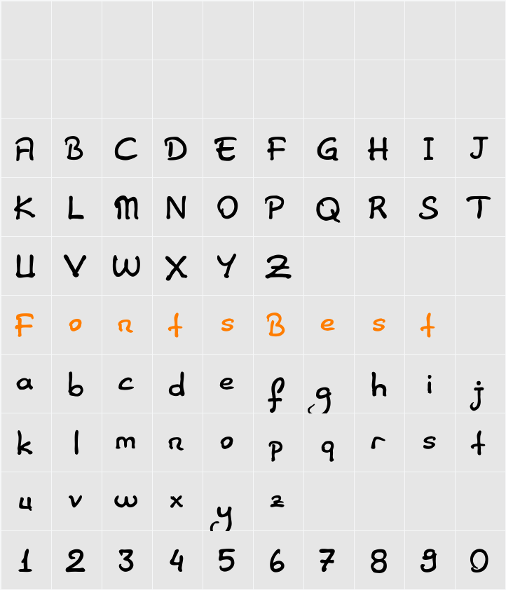 Elif Sans Herif Character Map