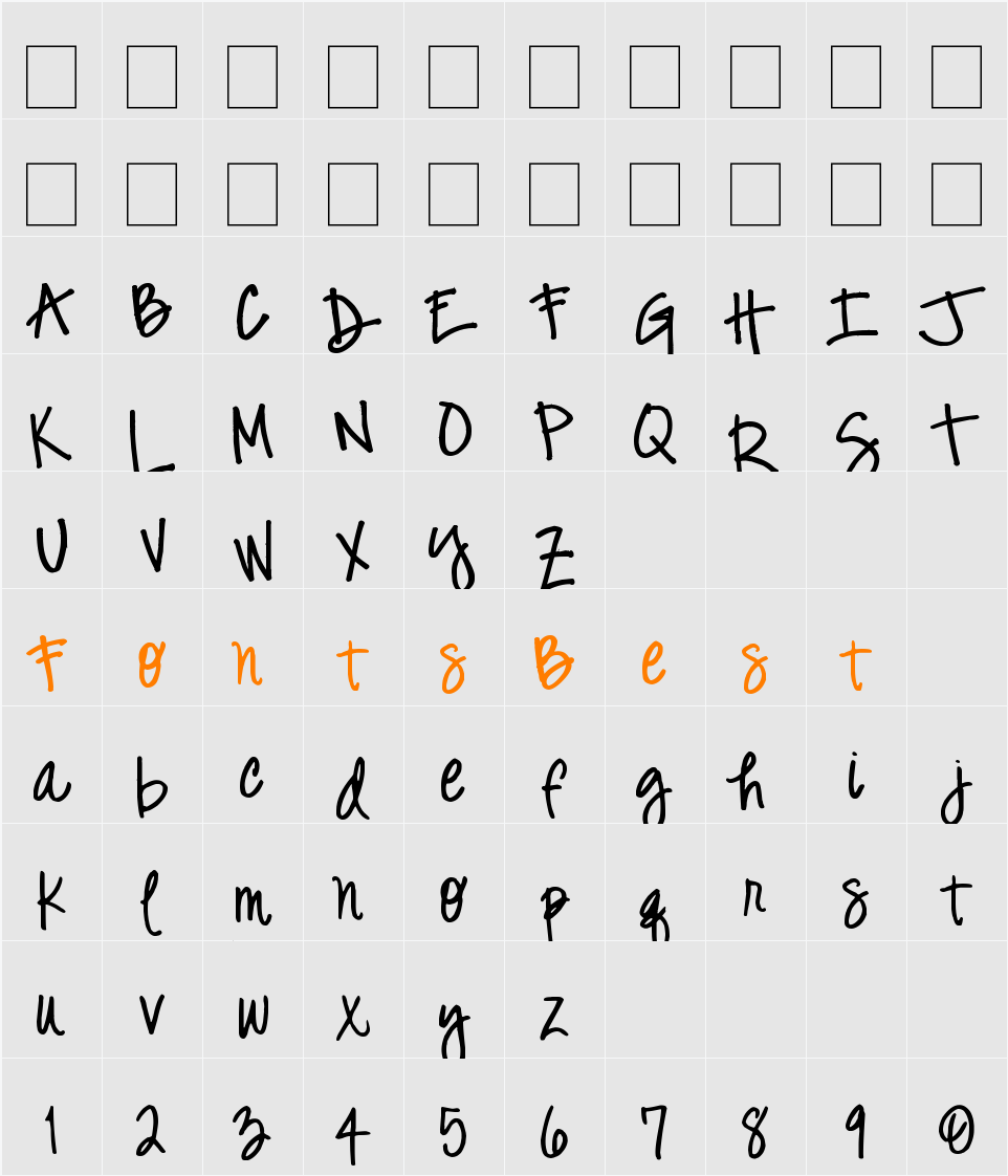 Digs My Hart Character Map