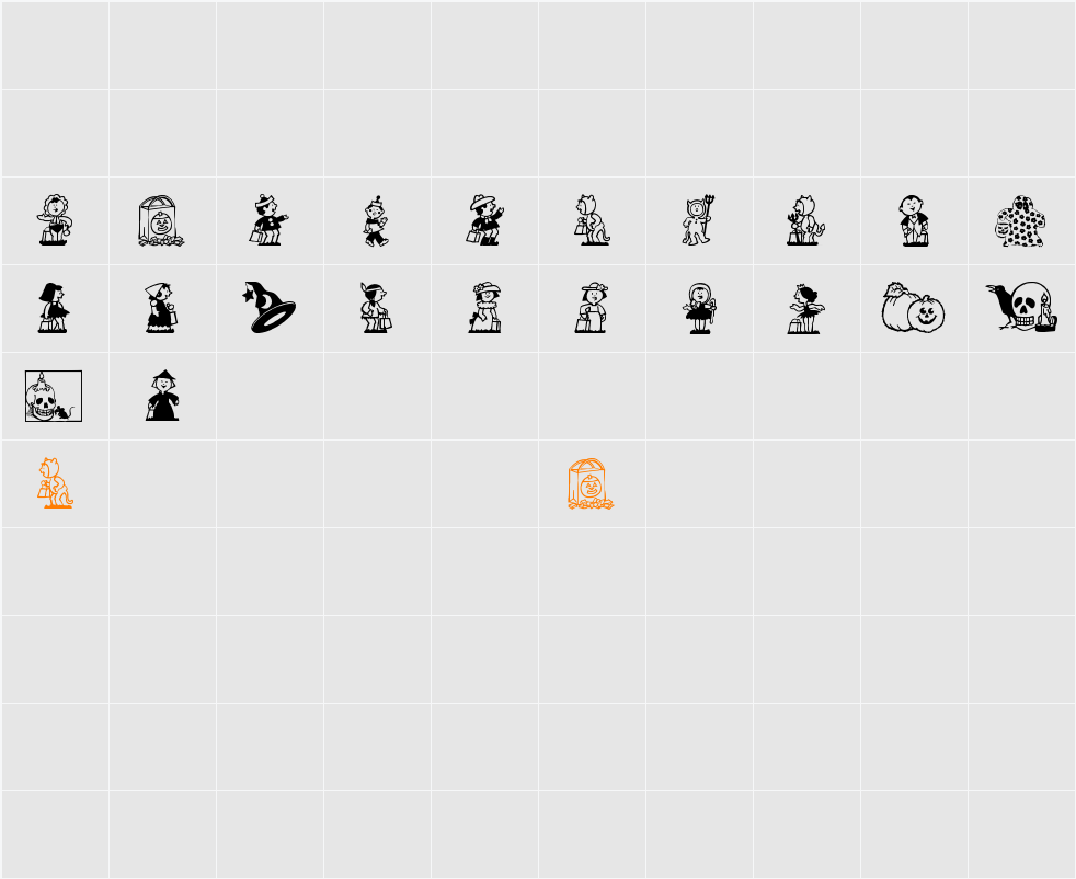 Tricks-N-Treats Character Map