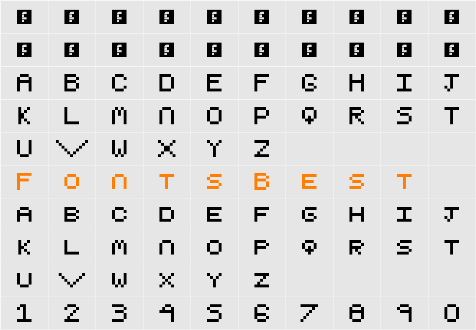 Pixel I Character Map