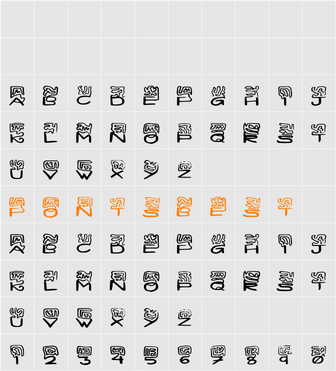 LAVA LAMP Character Map
