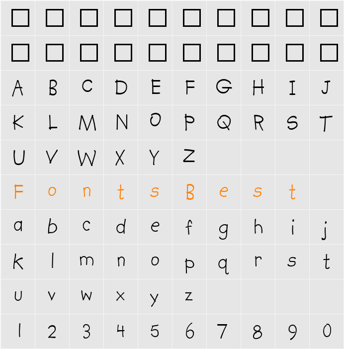 Kidprint Character Map