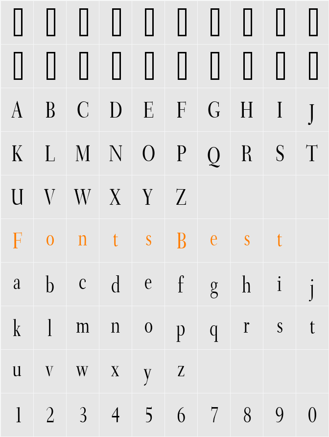 Transit Condensed Character Map