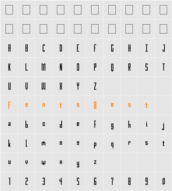 Gothik#107 Character Map