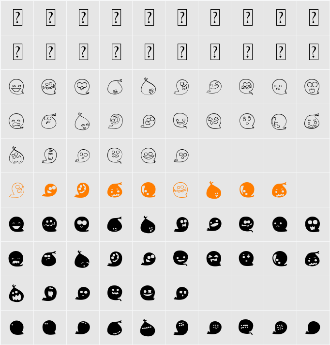 Fluffy Ghost Ding Character Map