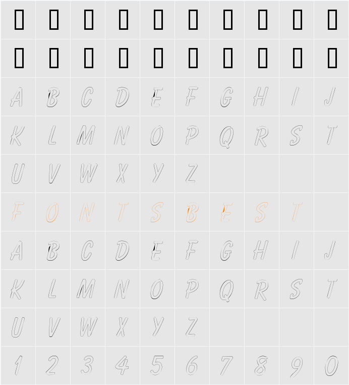 HotAirOutline Character Map