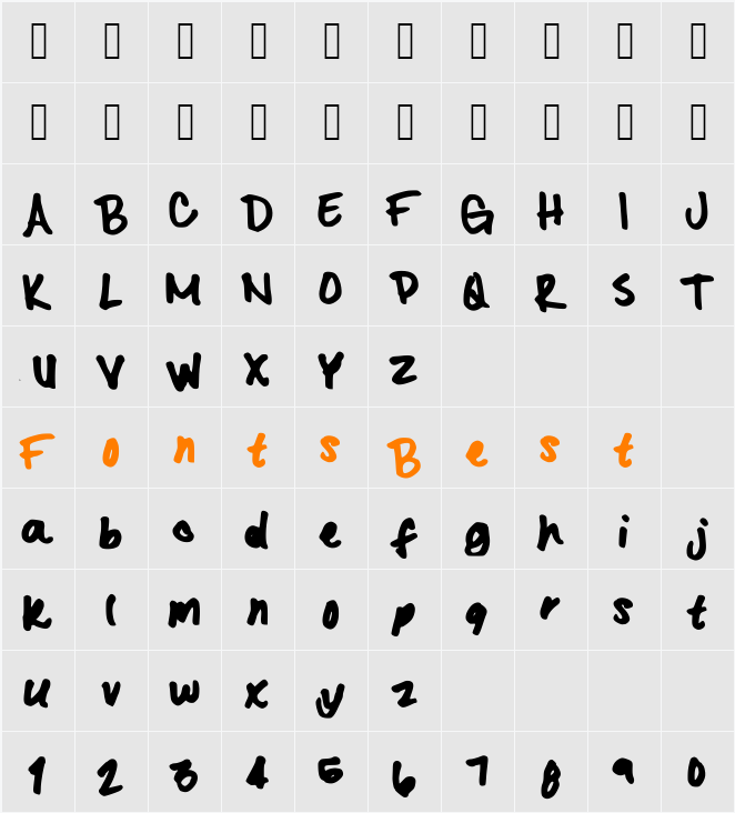 KristasFont Character Map