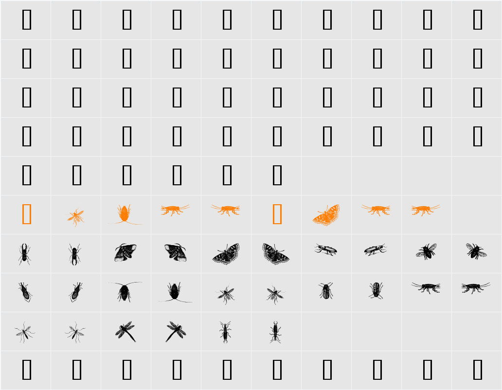 insects one Character Map