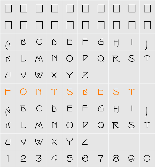 Fugue Caps Character Map