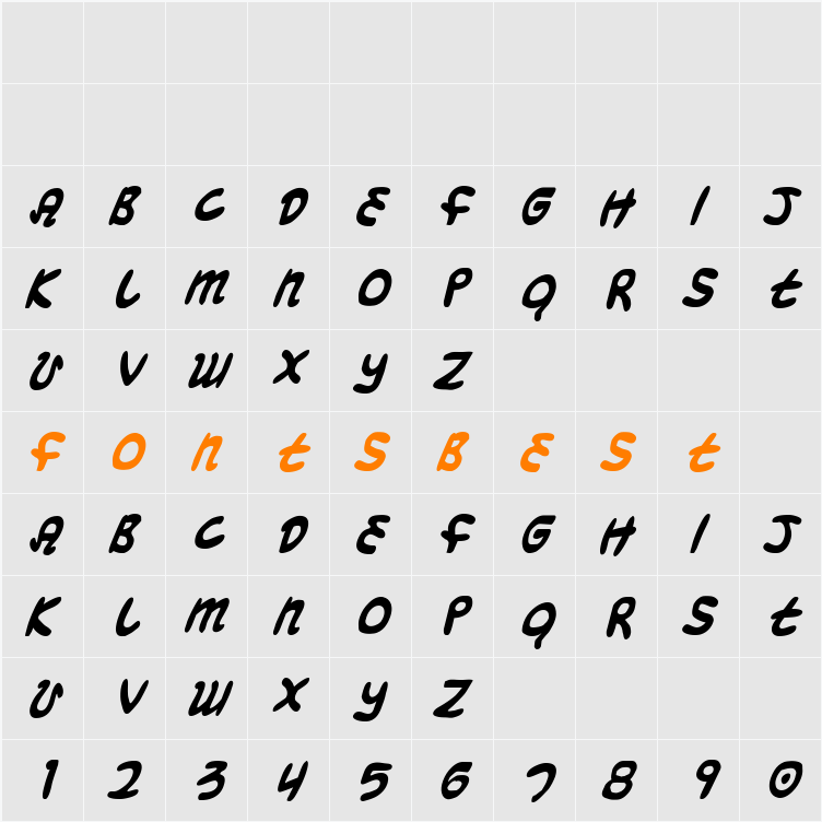 Magic Beans Condensed Italic Character Map