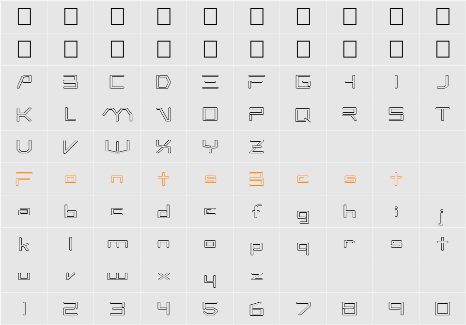 FZ DIGITAL 7 HOLLOW EX Character Map