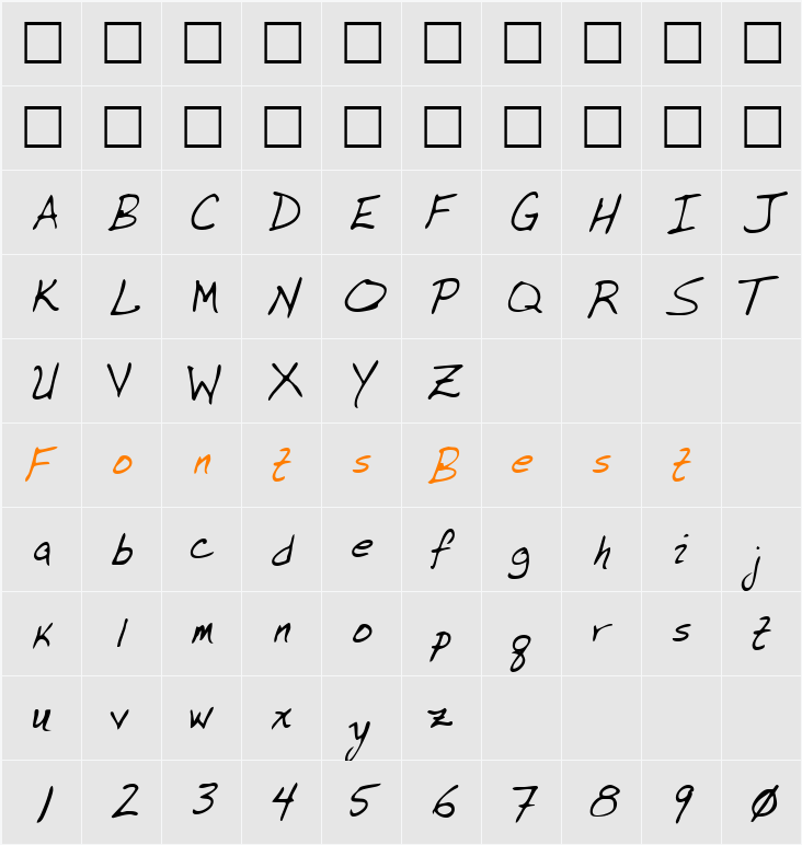 DunleysHand Character Map