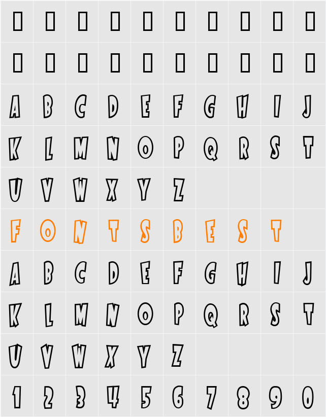 StartlingFontOpen Character Map