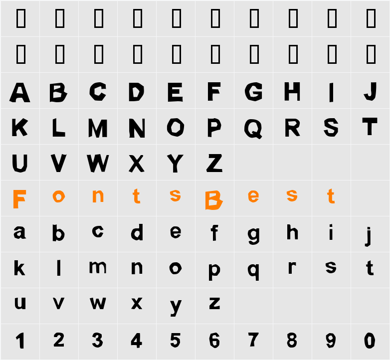 Lickspittle Character Map