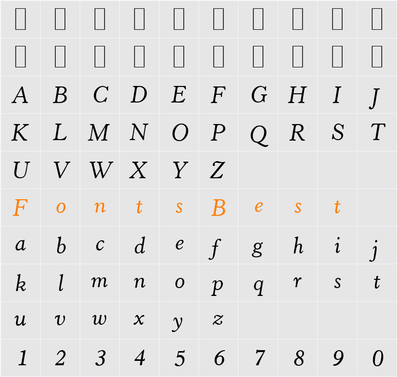 H790-Roman Character Map