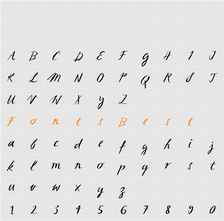 Sketch Script (Limited Set) Character Map