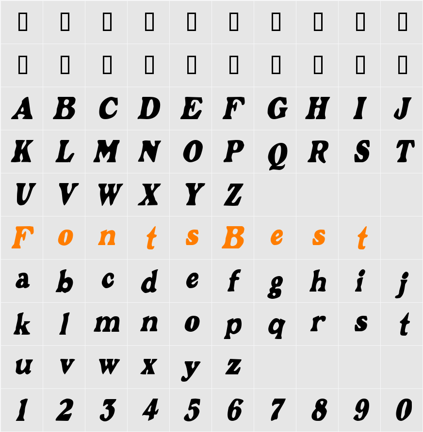 GrantCondensed Character Map