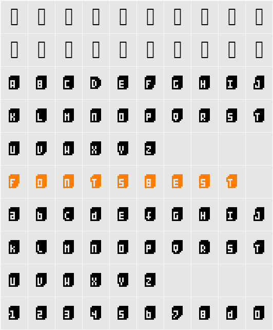 Pixeliza20 Character Map