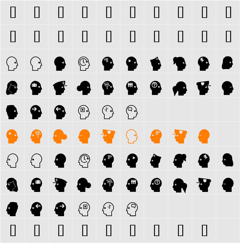 LLFaces Character Map