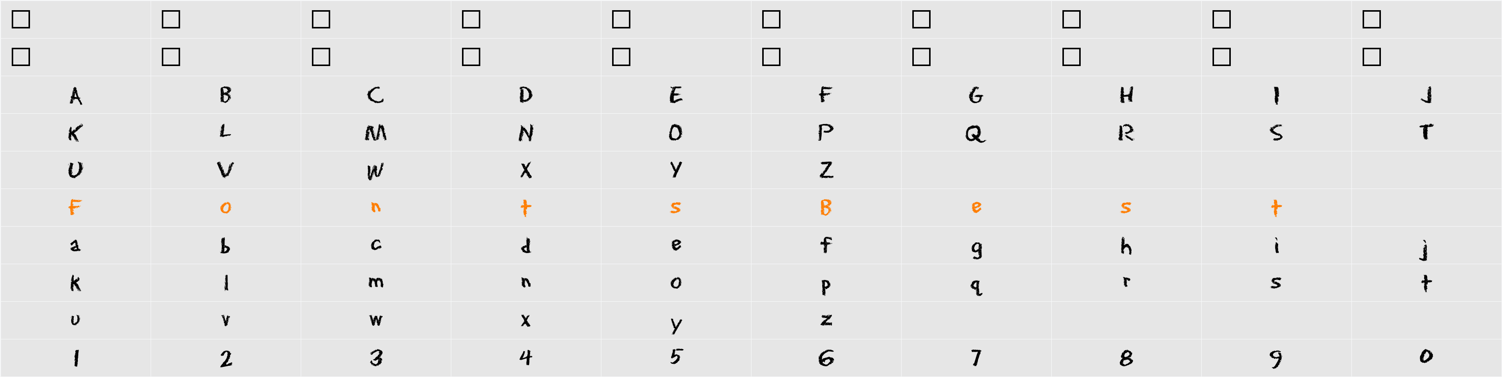 EraserDust Character Map