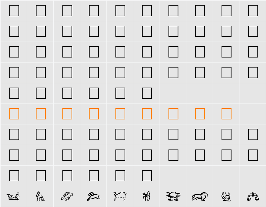 EileensLittleZodiac Character Map