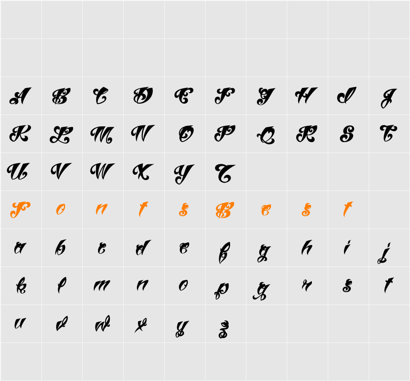 VtcTattooScriptThree Character Map