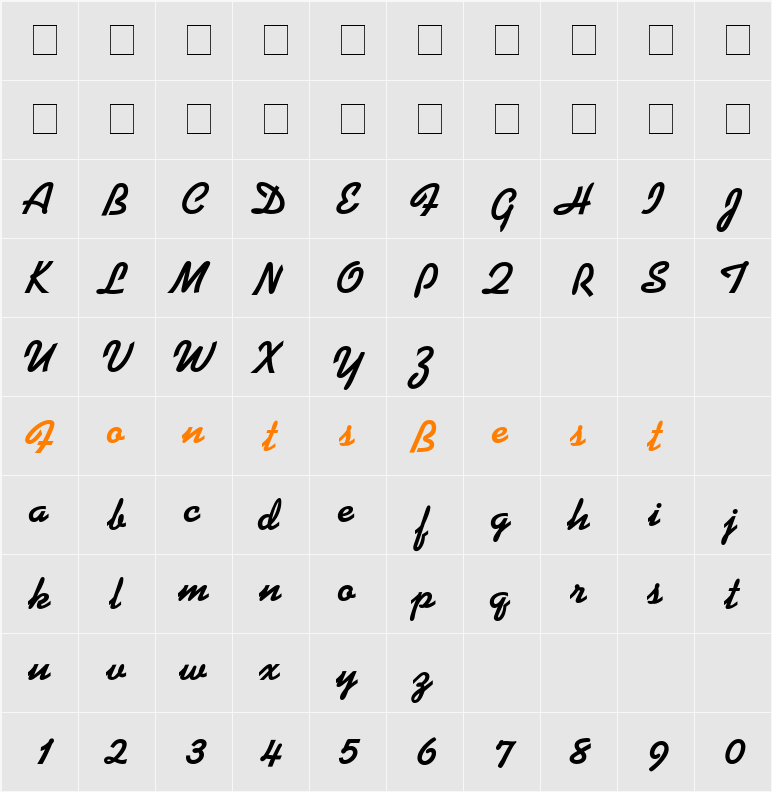 Kauflinn Character Map
