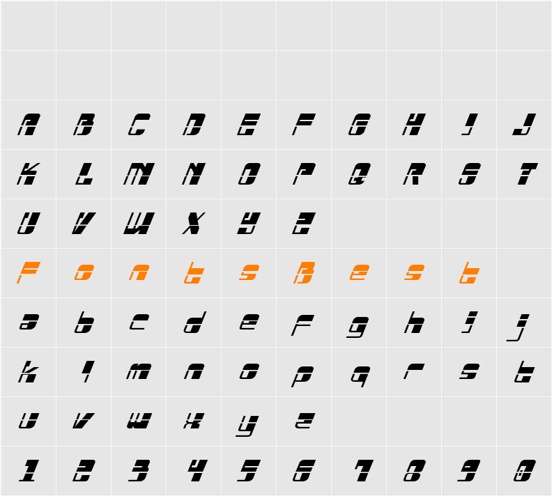 Drosselmeyer Laser Italic Character Map