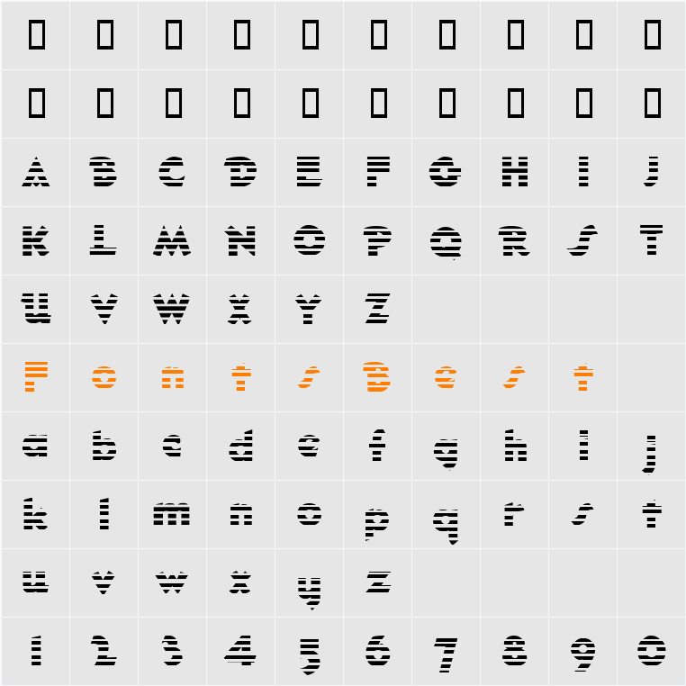 Ole-Striped Character Map