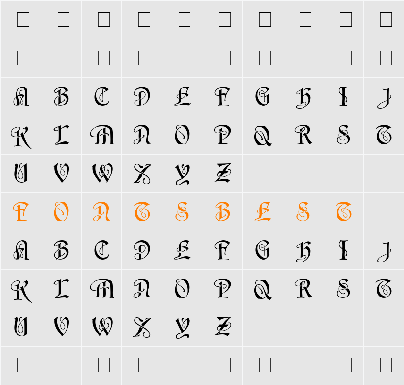 HorstCaps Character Map