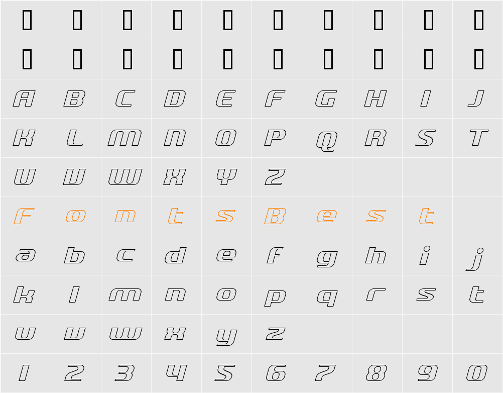 SF Quartzite Outline Character Map