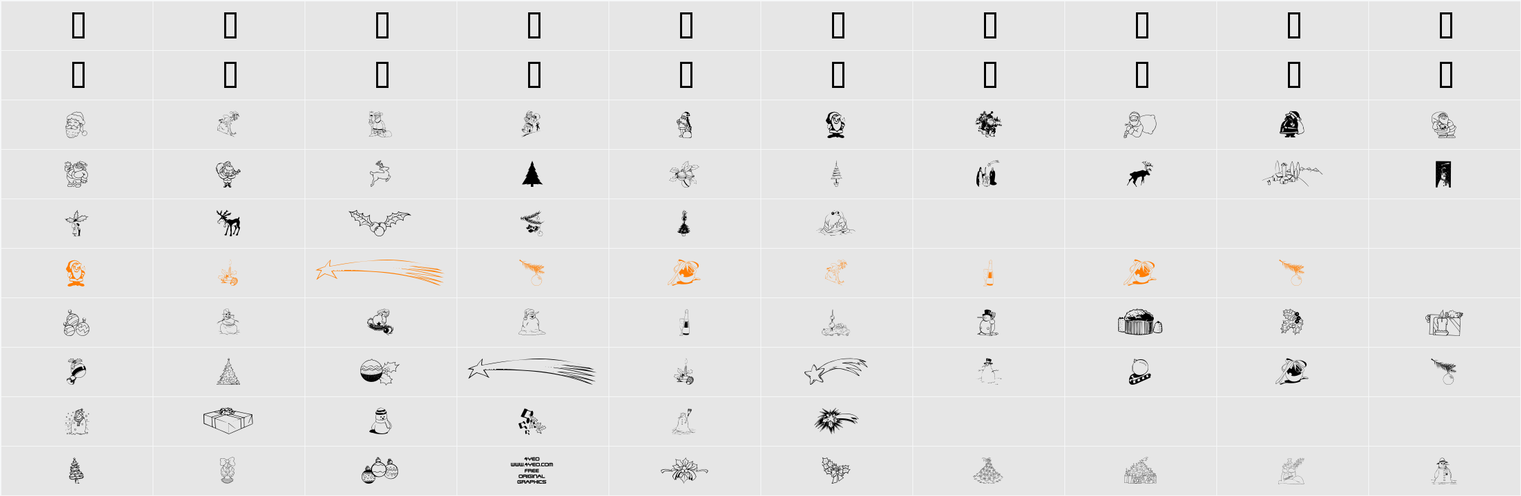 4YEOXMAS Character Map