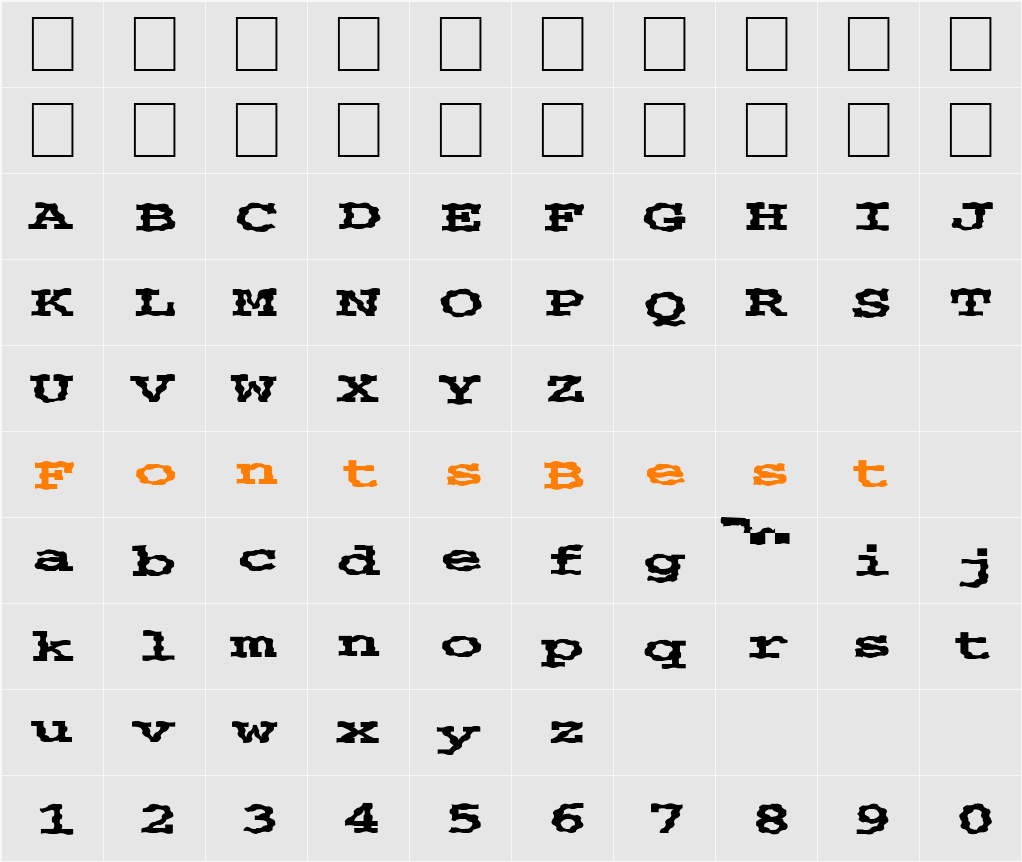FZ BASIC 54 WAVEY EX Character Map