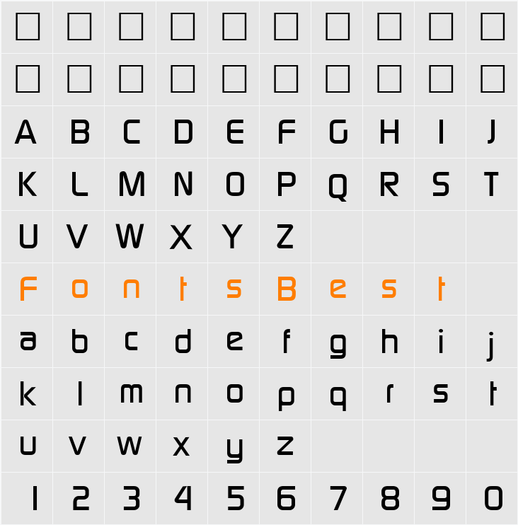 DicotMedium Character Map