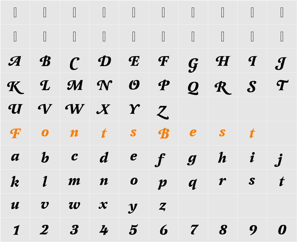 LatienneSwaT Character Map