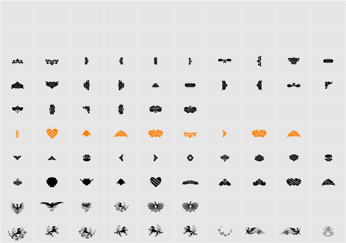 Unpublished Ornaments Character Map