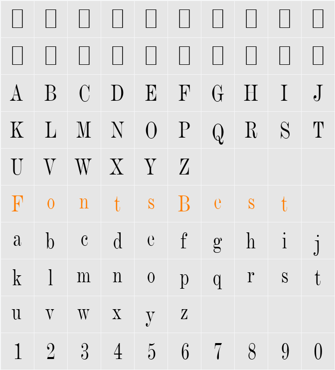 Devine-Condensed Character Map