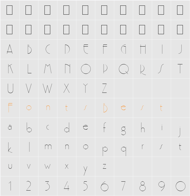 Premier Lightline LET Character Map