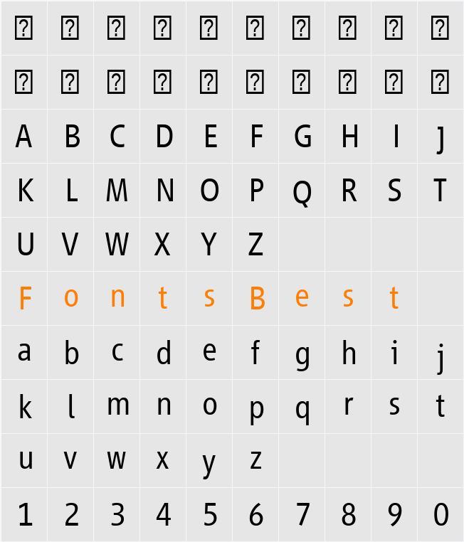 Vialog LT Com Light Character Map