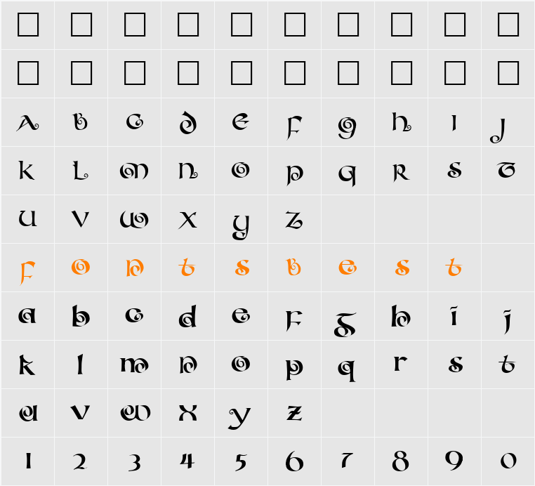 CoiledUncial Character Map