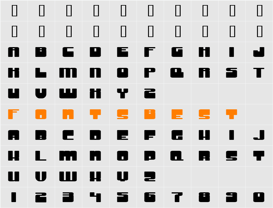Groove Machine ExpUpright Character Map