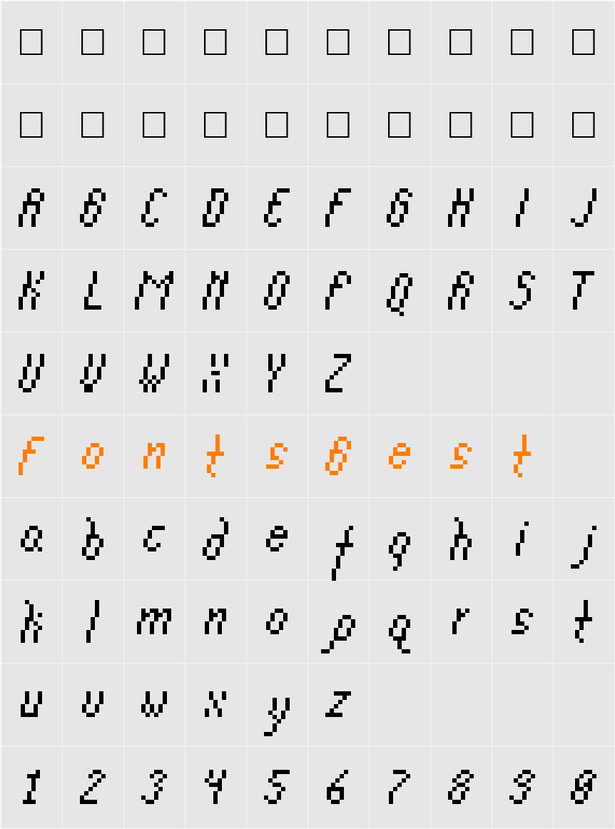 Grid-10 Character Map