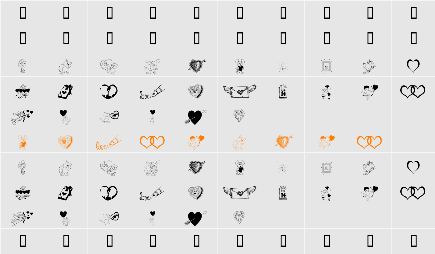 KR Be Mine Character Map