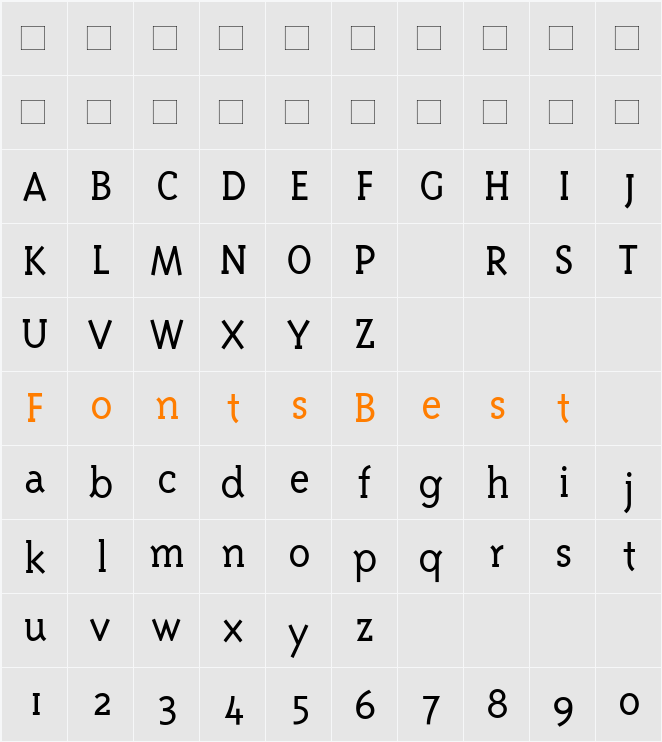 TriplexSerif-Light Character Map