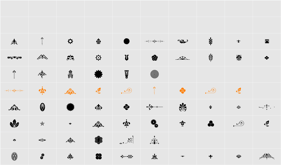 Unnamed Ornaments Series One Character Map