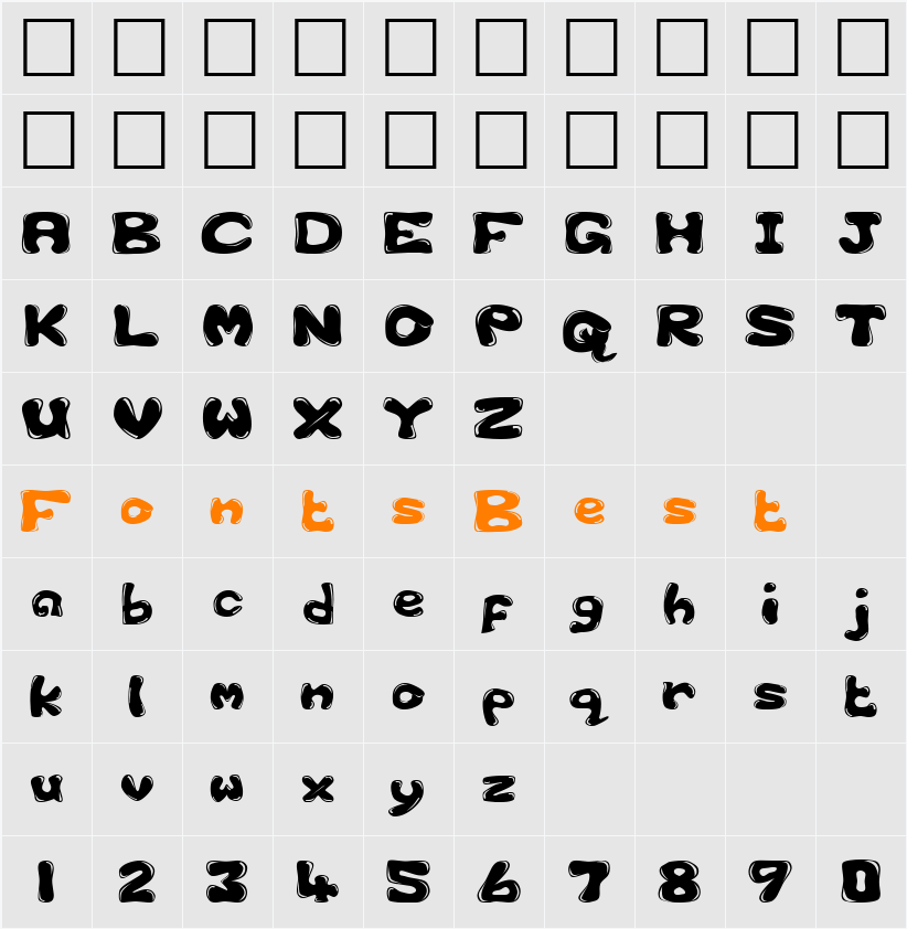 Bubble 1 Character Map