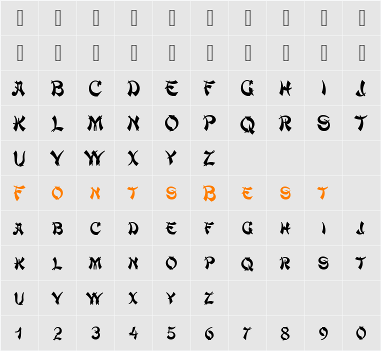 Mandarin Becker Caps Character Map