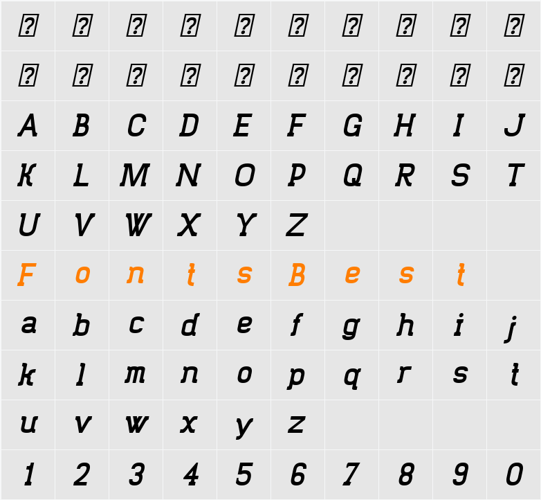 Trunkmill Character Map