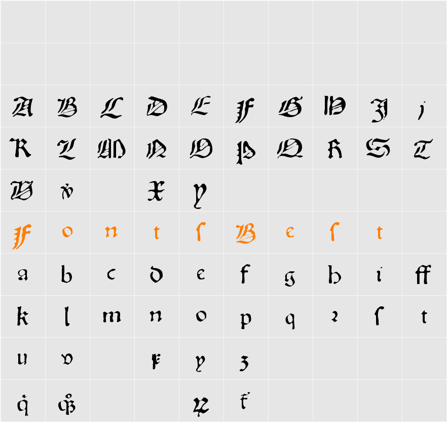 Oldprint Character Map